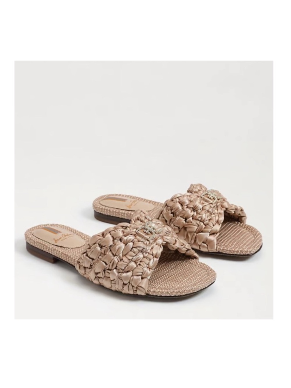 Sam Edelman Braided Satin Slide Sandals in Nude